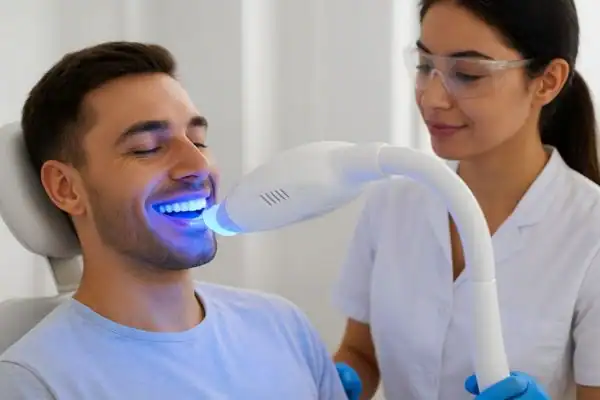 Man having Blue Light Teeth Whitening Winchester